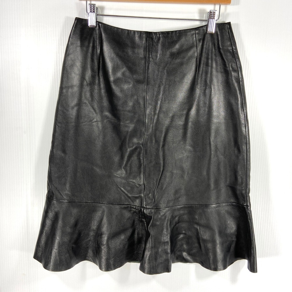 Elegant Black A-Line Leather Skirt